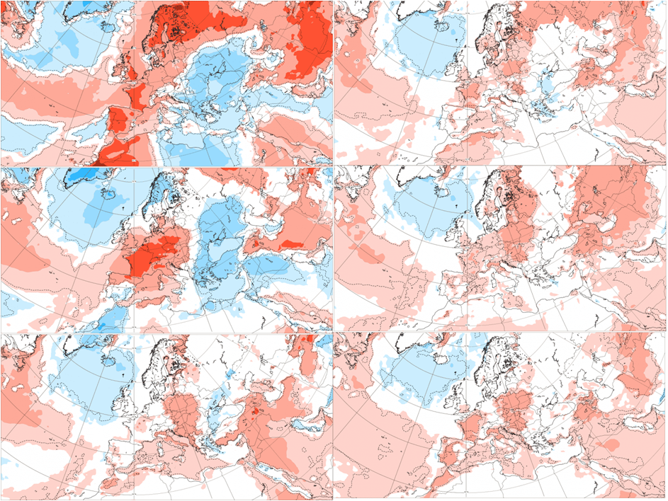  6-week mean temperature anomaly over Europe from 7.06.2021 to 19.07.2021 - left June, right July 2021. Source: ECMW